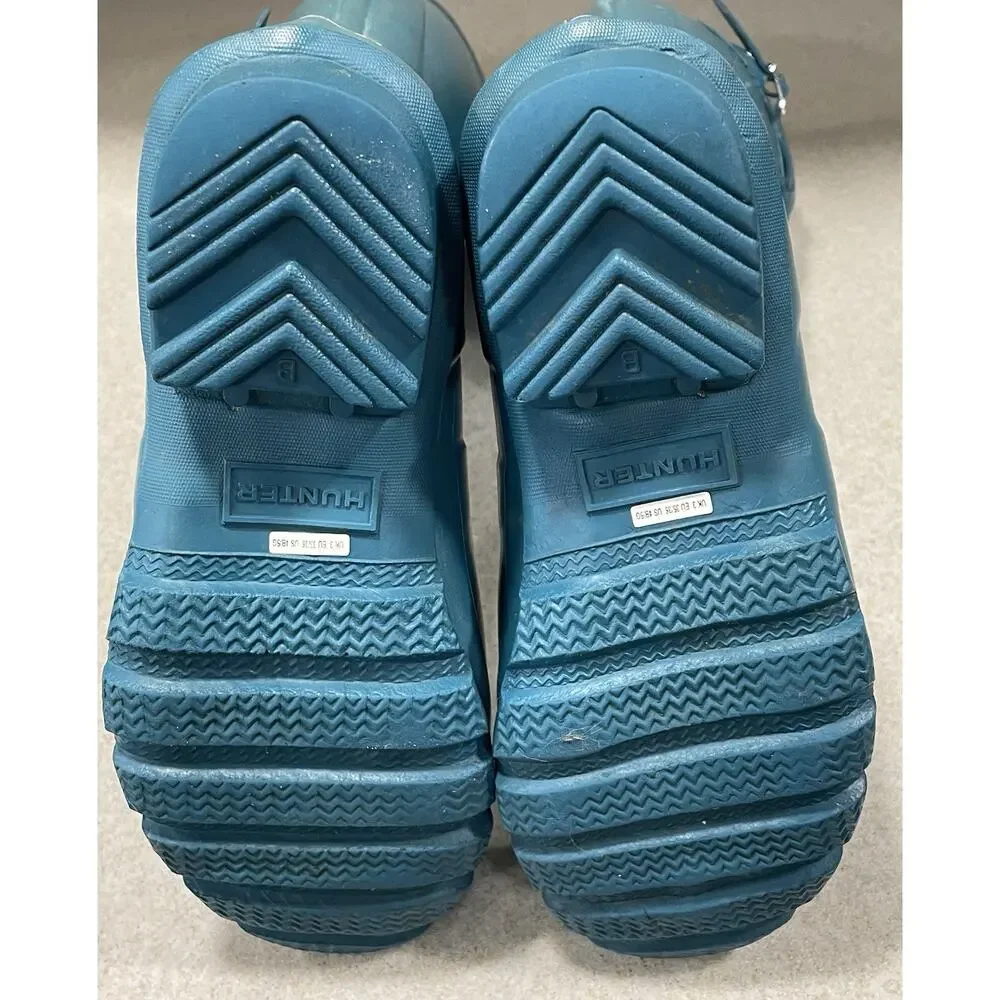 Hunter 4B/5G Youth Kids Classic Turquoise Tall Rain Boots Rubber Waterproof